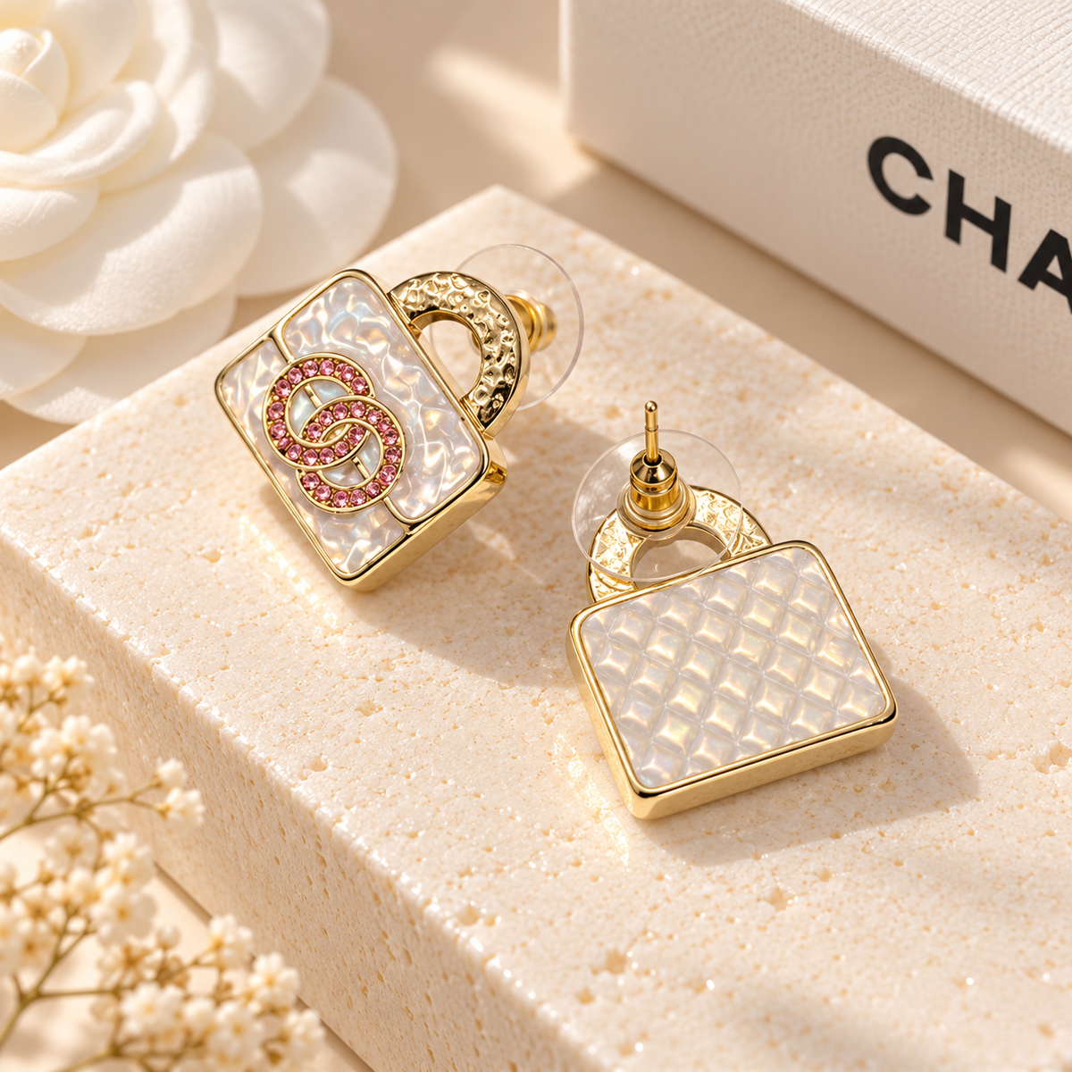 👑 Pearl & Handbag Charm Jewelry – Necklaces & Earrings | Pink & White