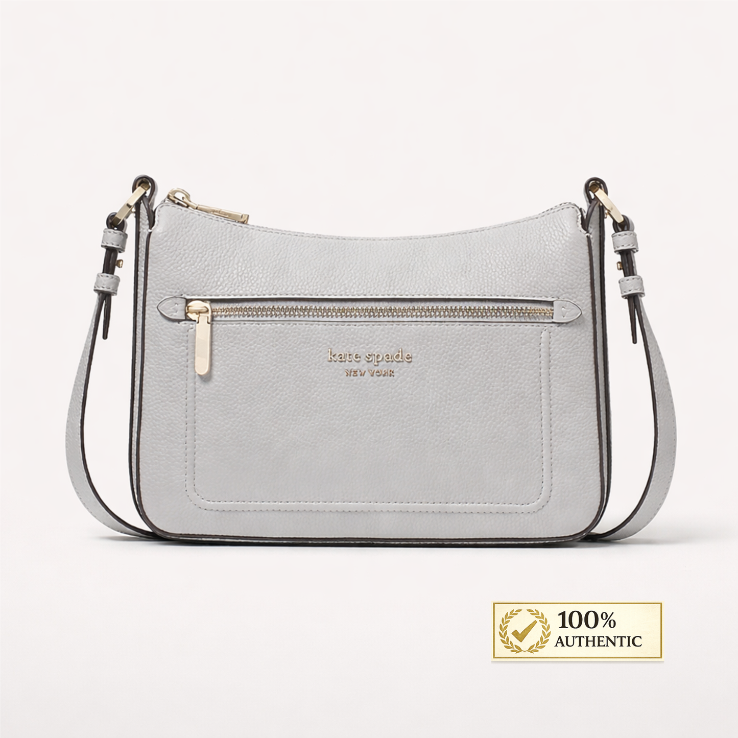 Kate Spade Hudson Medium Pebbled Leather Crossbody - Platinum Gray