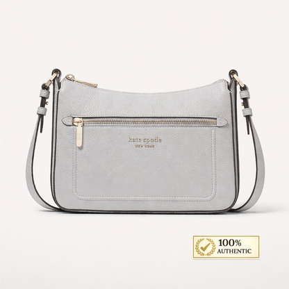 Kate Spade Hudson Medium Pebbled Leather Crossbody - Platinum Gray
