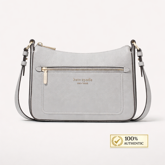 Kate Spade Hudson Medium Pebbled Leather Crossbody - Platinum Gray