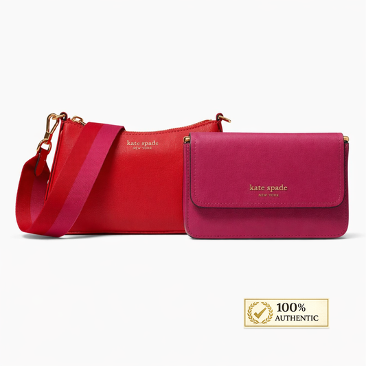 KATE SPADE NEW YORK Double Up Color-Blocked Saffiano Leather Crossbody