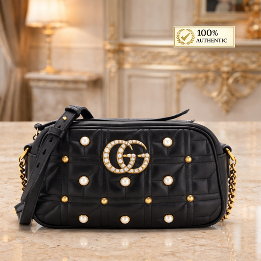 Gucci  Calfskin Matelasse Studded Small Pearly