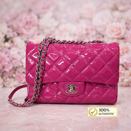 Chanel Double Compartment Flap Bag Quilted Patent Medium