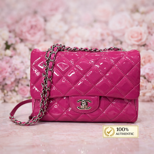 Chanel Double Compartment Flap Bag Quilted Patent Medium