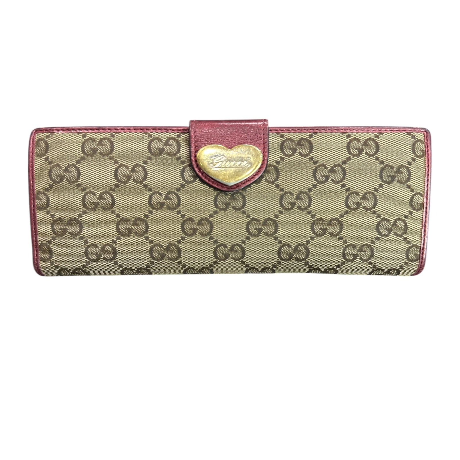 Gucci GG Heart Clasp Canvas Continental Wallet - Clairely Amazing