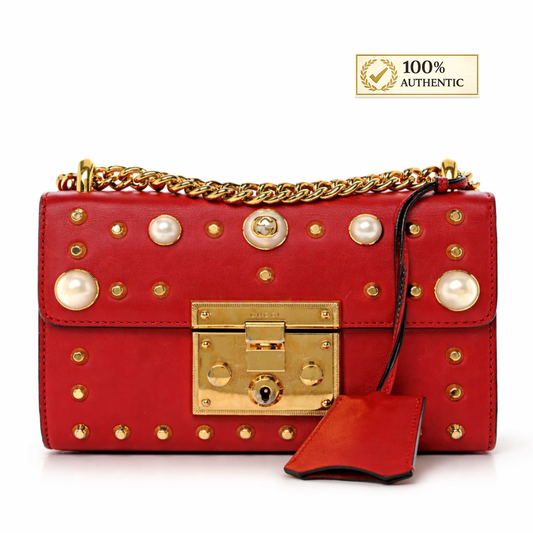 Gucci Pearly Padlock Studded Shoulder Bag