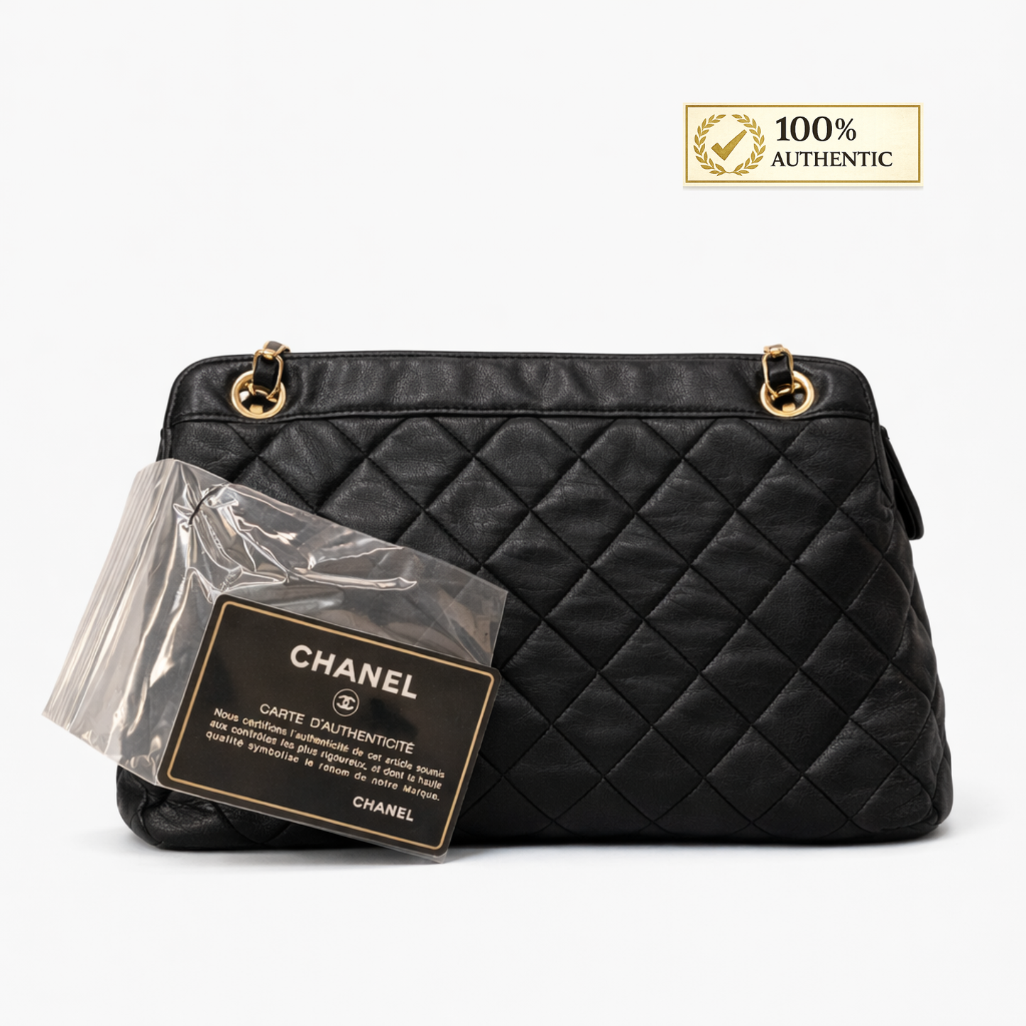 CHANEL Matelasse Shoulder Bag Leather Black