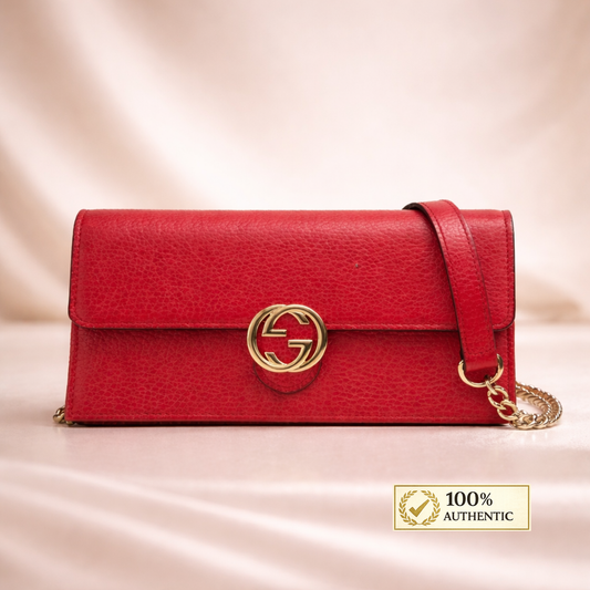 Gucci Red Leather Interlocking GG Crossbody