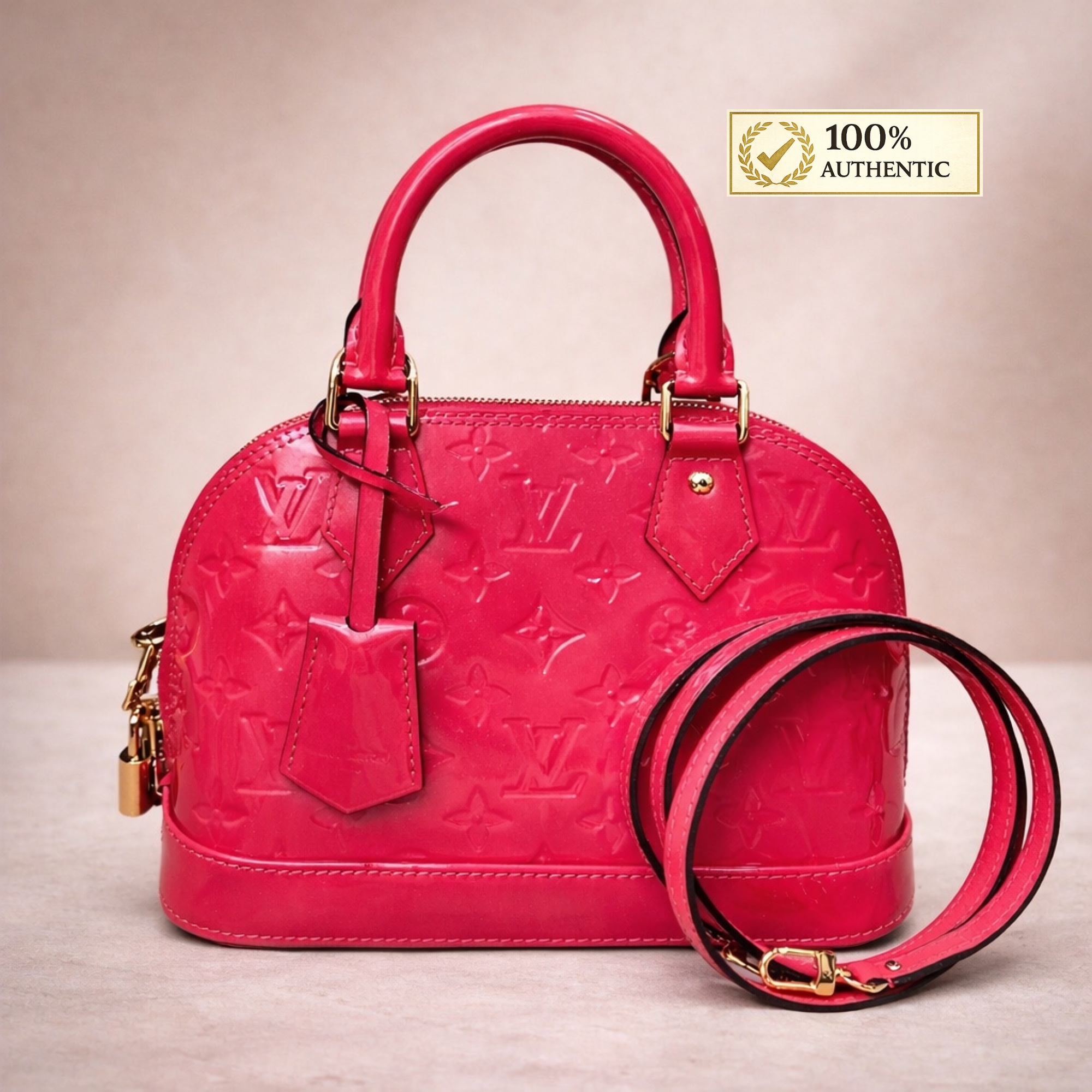Louis Vuitton  Vernis Alma BB Hot Pink FULL SET