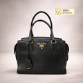 Authentic Prada Galleria Small Saffiano Leather Top Handle Crossbody Bag – Black