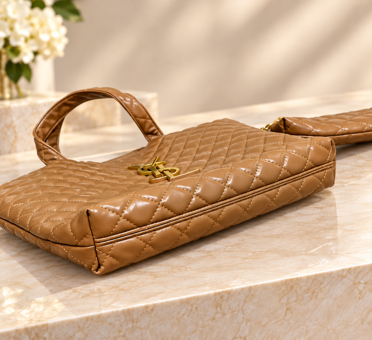 👑 Fashion Quilted Tote Bag with Matching Pouch | Multiple Colors