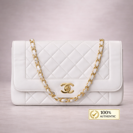 Chanel Matelasse Diana Flap Chain Shoulder White