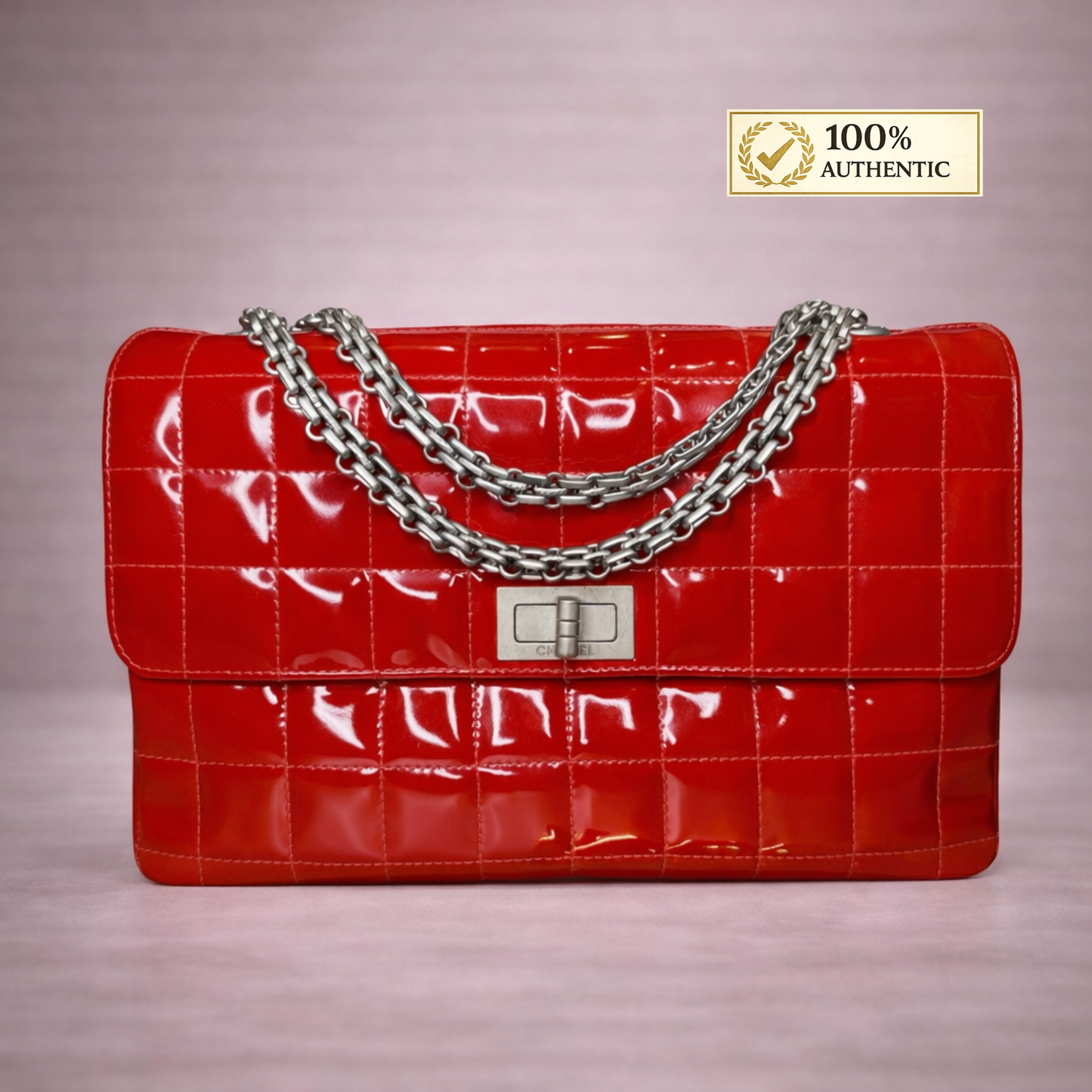 Chanel Red Patent Leather 2.55 Bag