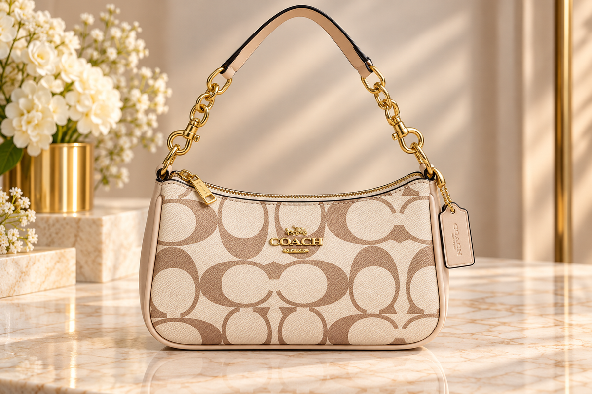 👑 Monogram Fashion Signature Print Shoulder Bag | Khaki, Pink & Black