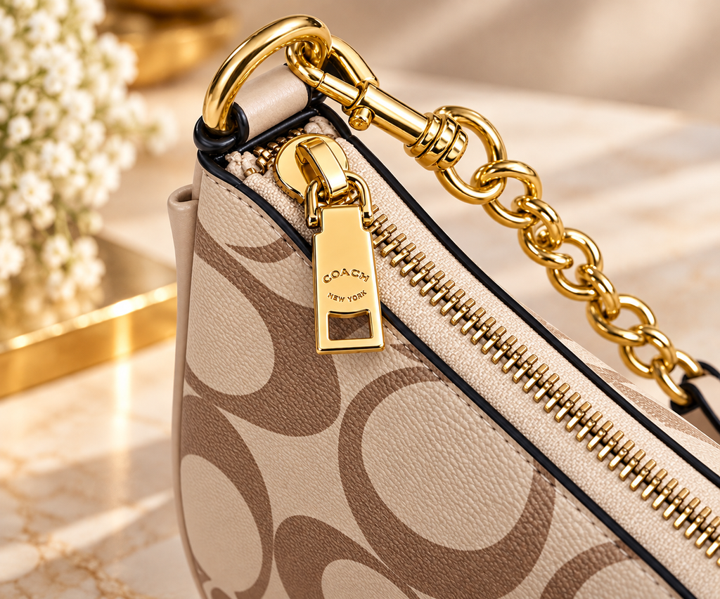 👑 Monogram Fashion Signature Print Shoulder Bag | Khaki, Pink & Black