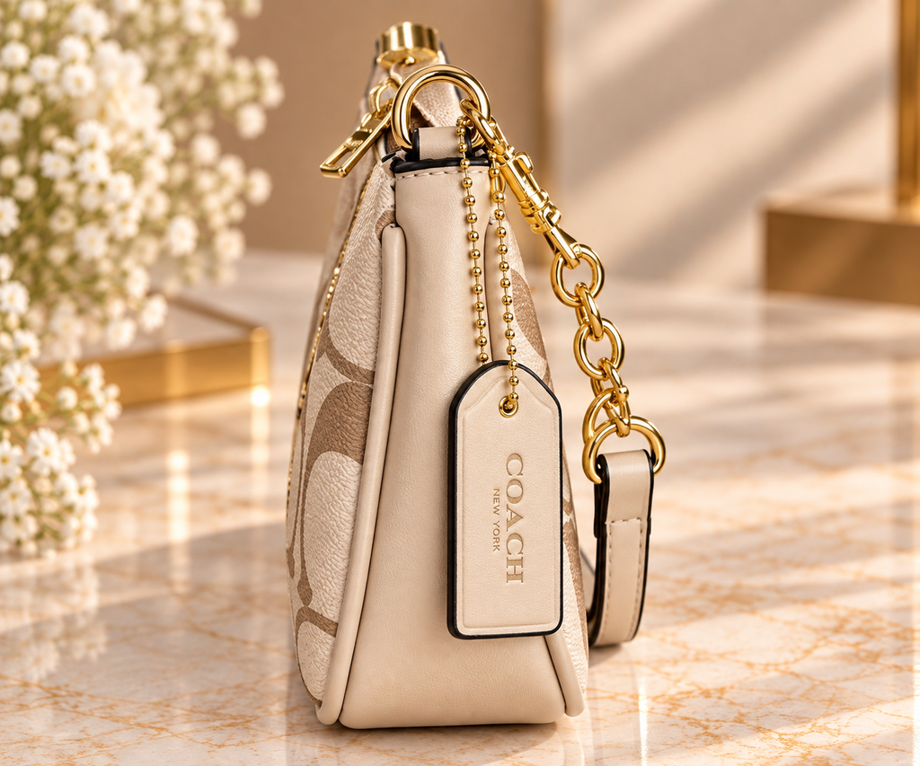 👑 Monogram Fashion Signature Print Shoulder Bag | Khaki, Pink & Black