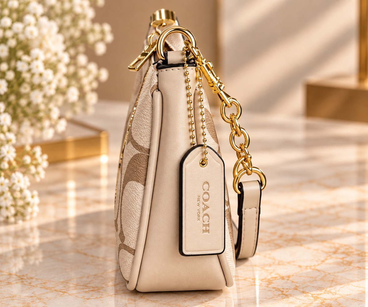 👑 Monogram Fashion Signature Print Shoulder Bag | Khaki, Pink & Black