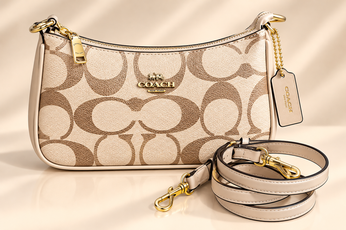 👑 Monogram Fashion Signature Print Shoulder Bag | Khaki, Pink & Black