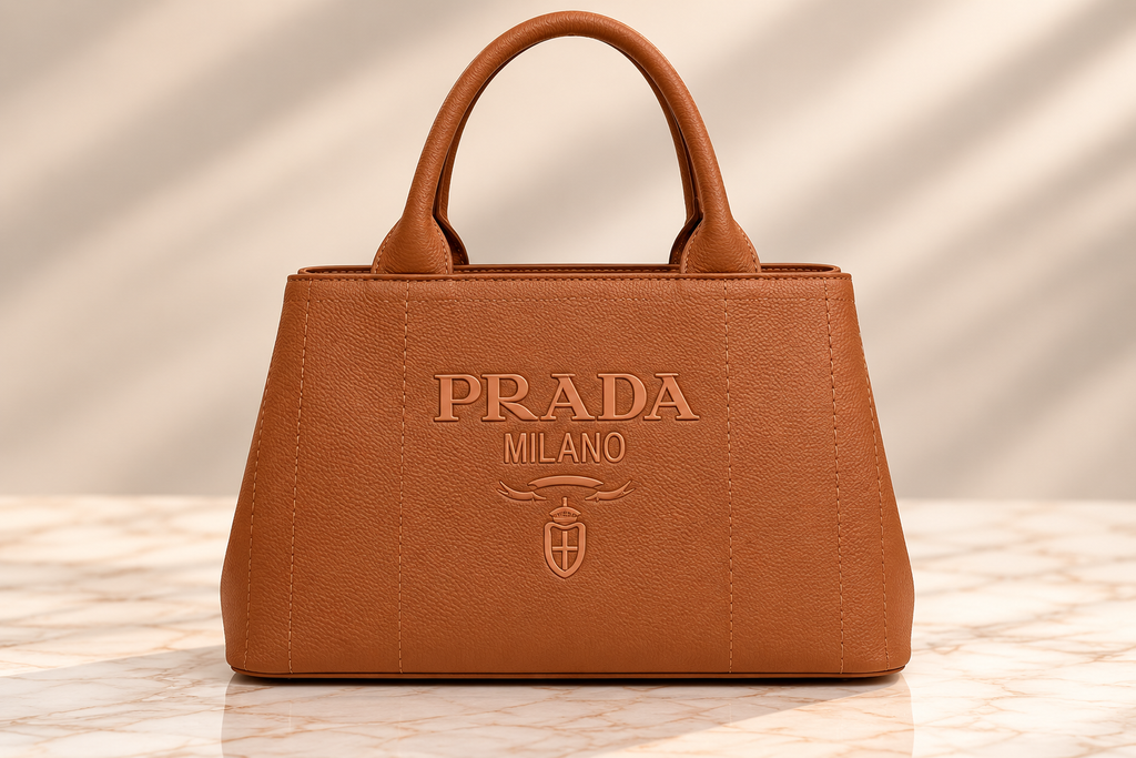 👑 Structured Pebbled-Texture Tote Bag with Detachable Strap | Caramel