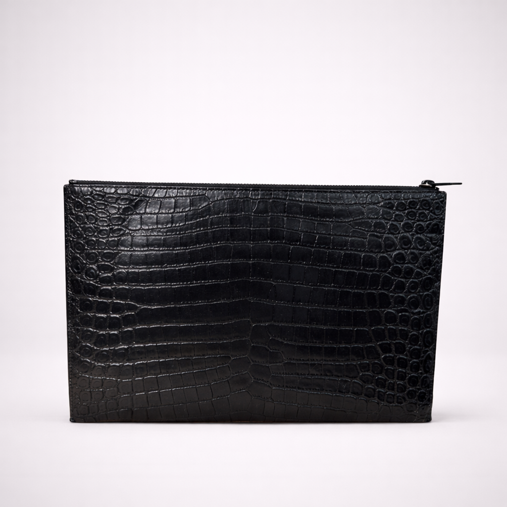 Crocodile-Embossed Leather Tablet Sleeve