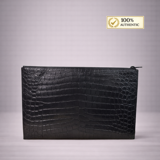 Crocodile-Embossed Leather Tablet Sleeve