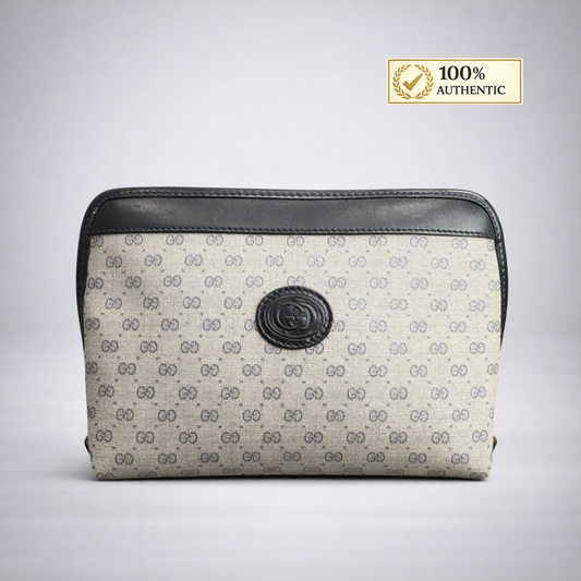 Gucci Navy Blue Micro GG Pattern Pouch