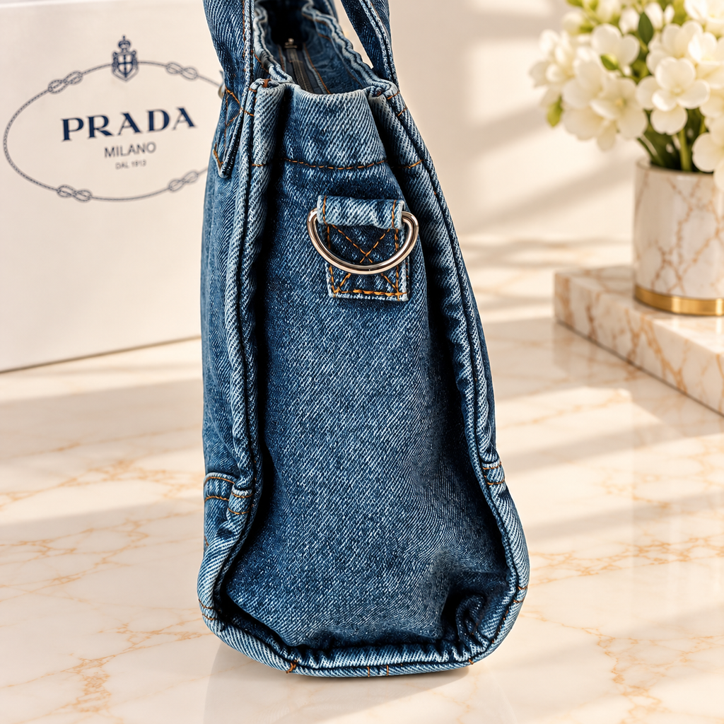 👑 GWP Prada Denim Tote Bag | 3 Colors | Detachable Shoulder Strap