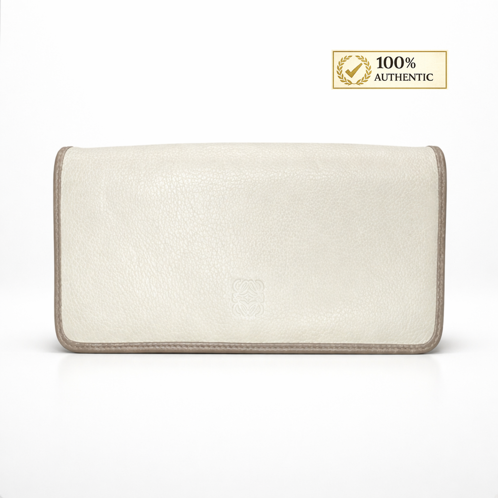 Authentic Loewe Continental Leather Wallet – Beige/Brown