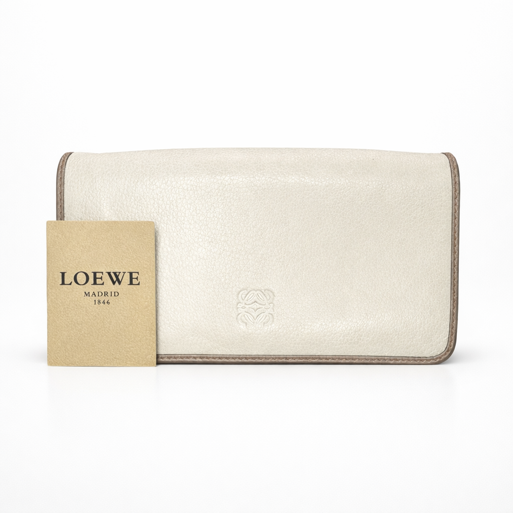 Authentic Loewe Continental Leather Wallet – Beige/Brown