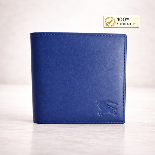 Burberry Equestrian Knight Bifold Wallet – Royal Blue Calf Leather