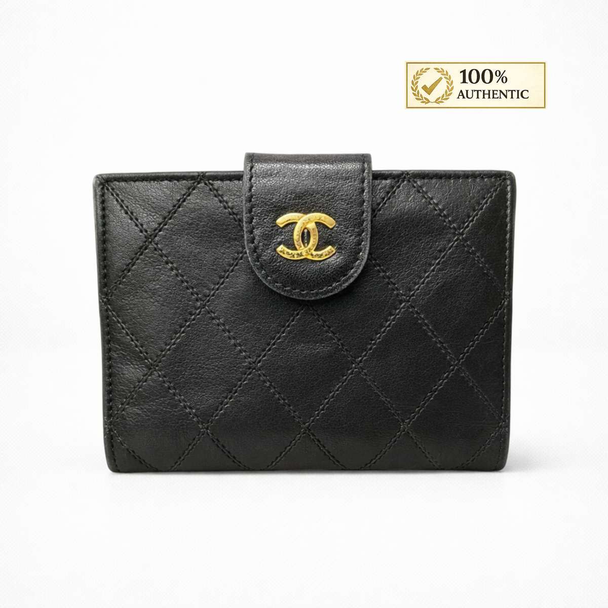 Chanel Wild Stitch Lambskin Compact Wallet – Authentic Vintage