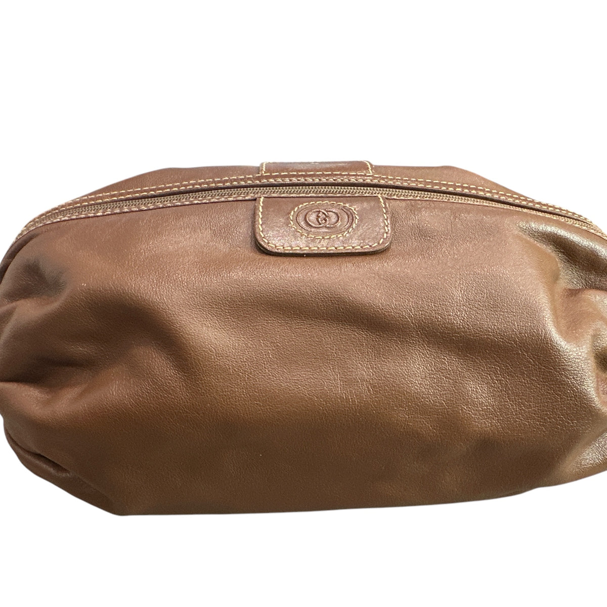 Gucci Vintage GG Logo Brown Pouch RARE - Clairely Amazing