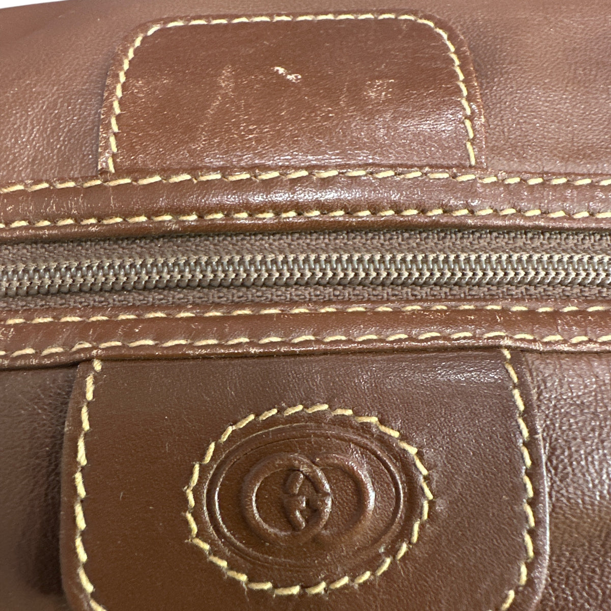 Gucci Vintage GG Logo Brown Pouch RARE - Clairely Amazing