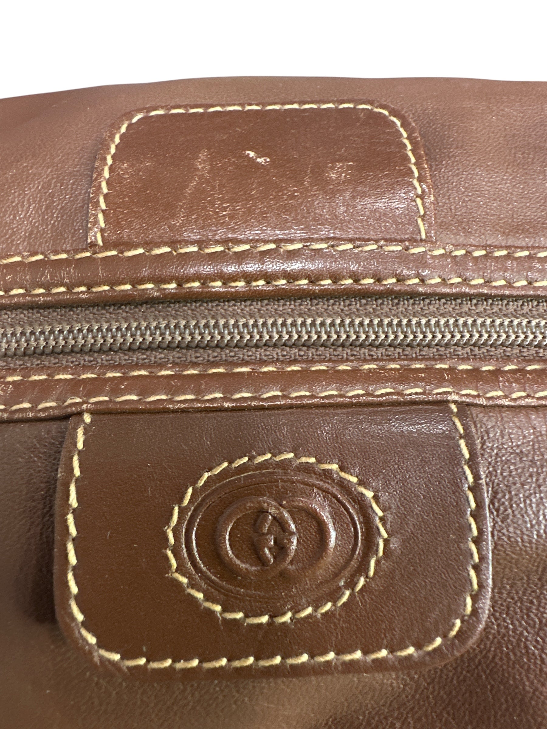 Gucci Vintage GG Logo Brown Pouch RARE - Clairely Amazing