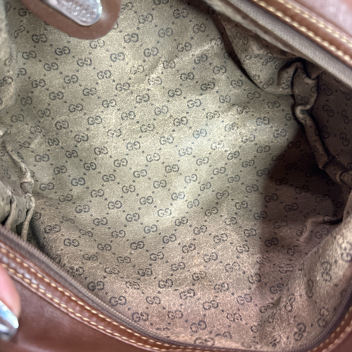 Gucci Vintage GG Logo Brown Pouch RARE - Clairely Amazing