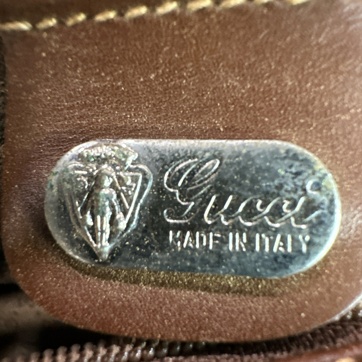 Gucci Vintage GG Logo Brown Pouch RARE - Clairely Amazing