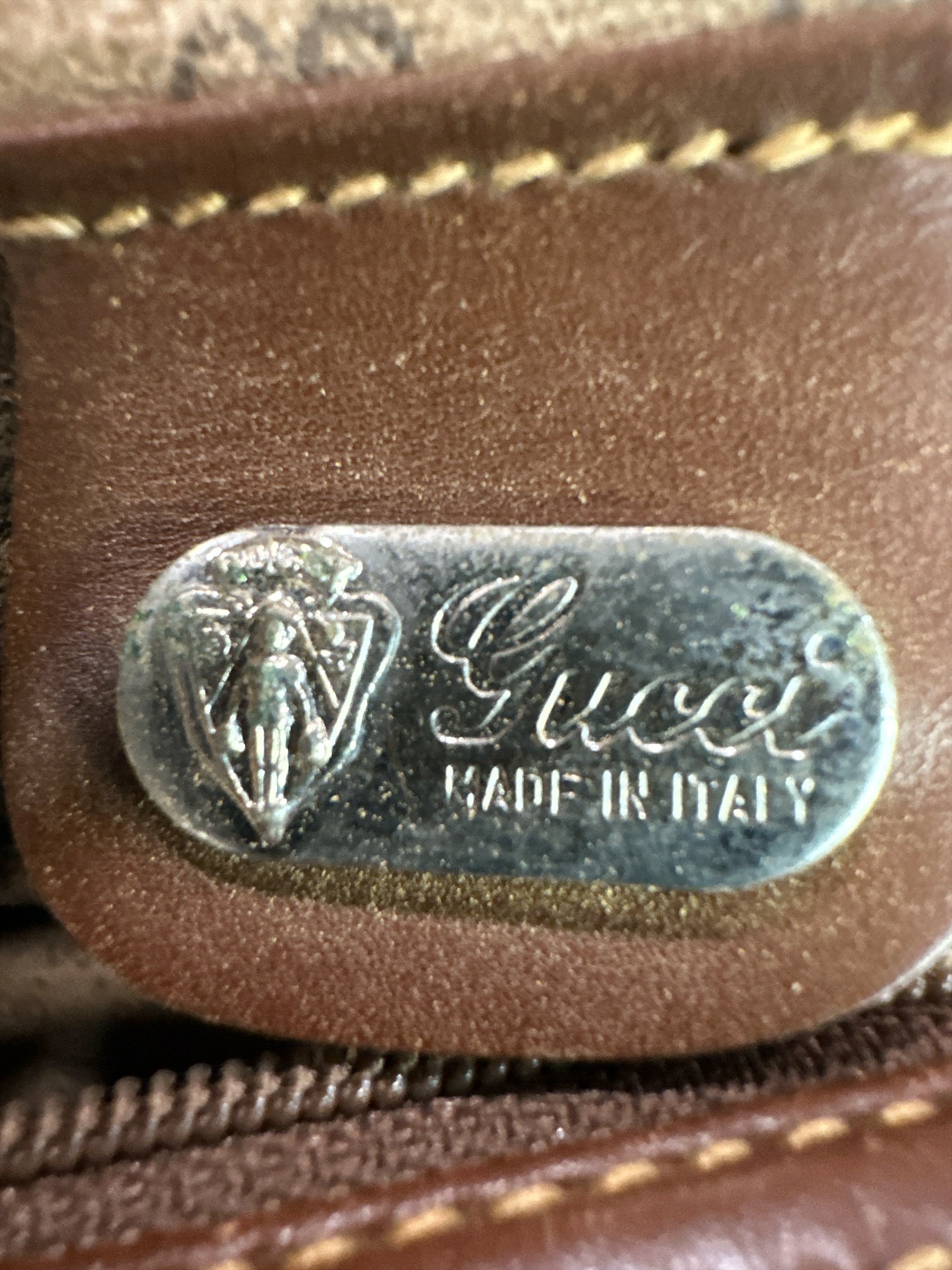 Gucci Vintage GG Logo Brown Pouch RARE - Clairely Amazing