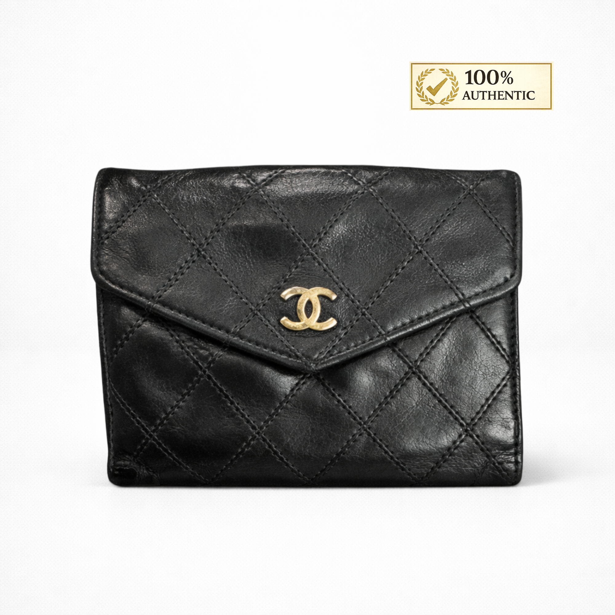 Chanel Black Lambskin Compact Wallet – Vintage Authentic