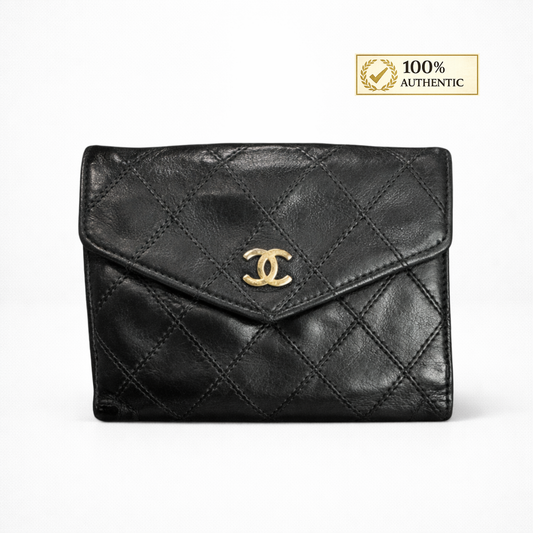 Chanel Black Leather compact wallet