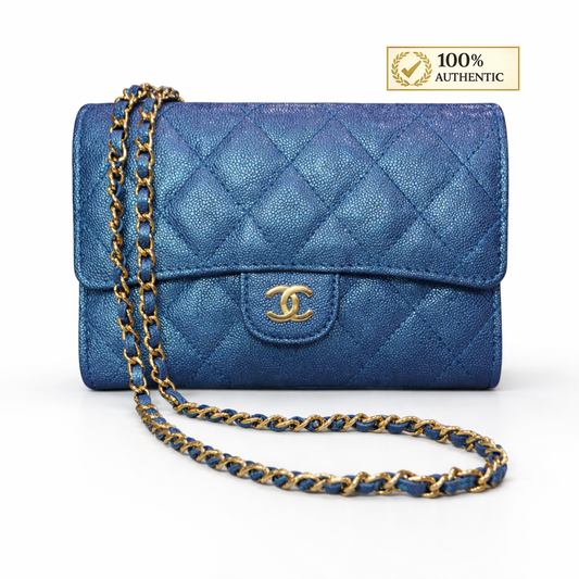 Chanel Classic Single Flap Iridescent Wallet on Chain
