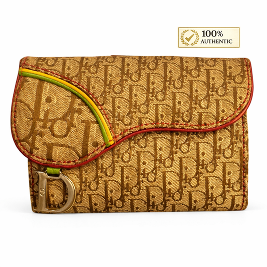 Christian Dior Monogram Rasta Saddle Wallet Beige