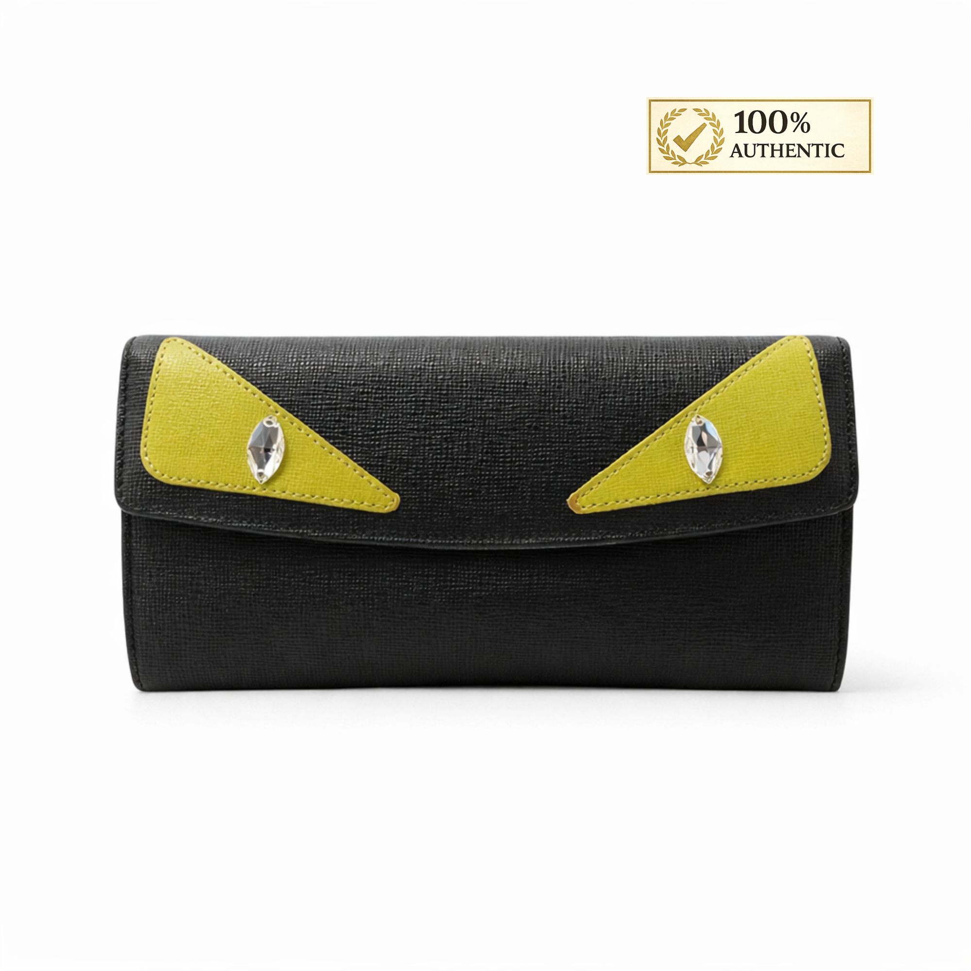 Authentic Preowned Fendi Monster Eyes Continental Zip Wallet