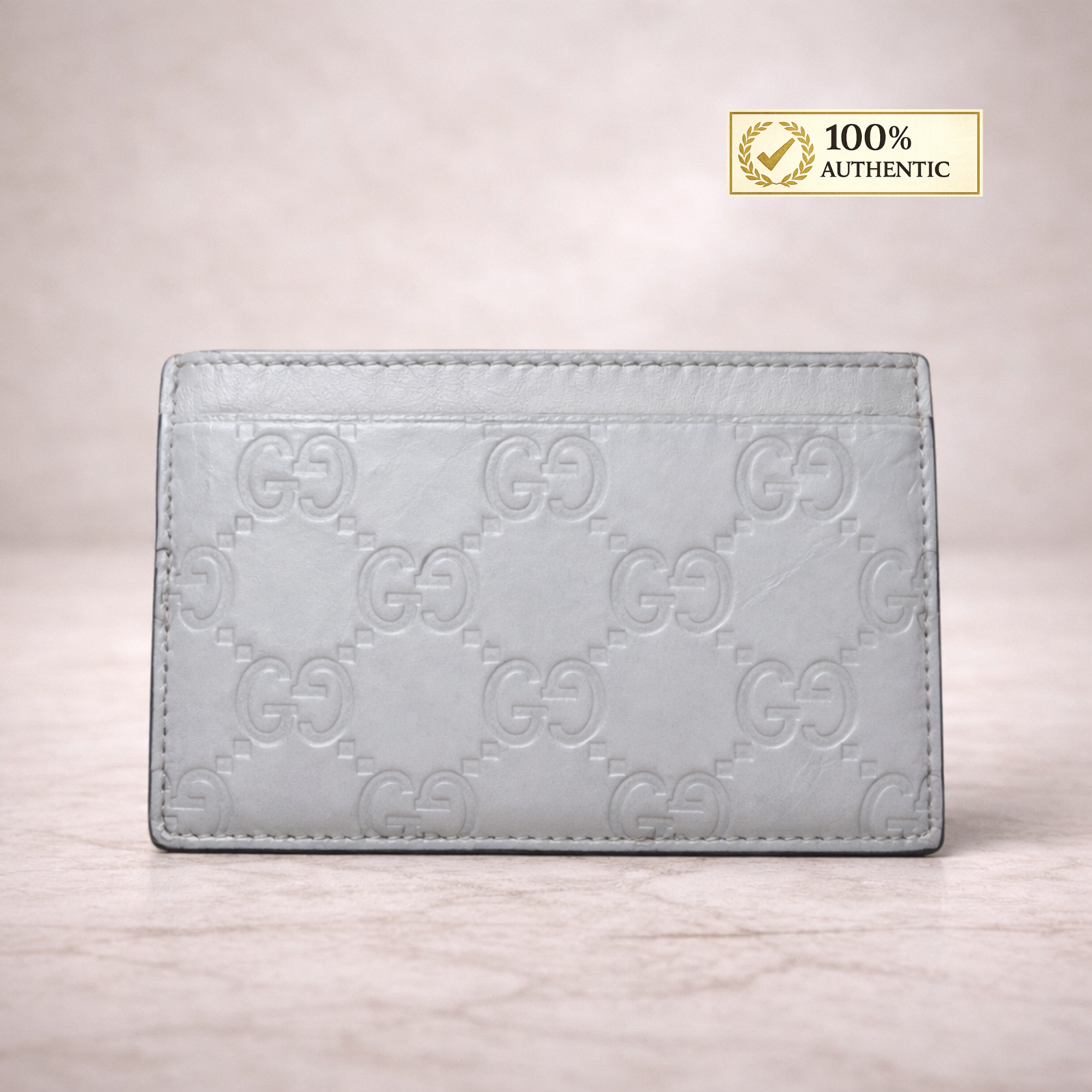 Authentic Gucci Guccissima Ivory Leather Card Holder