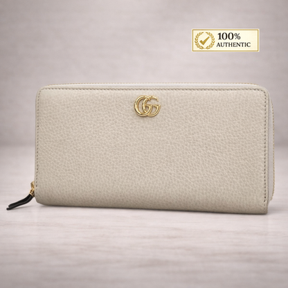 Gucci Beige Leather Logo Wallet