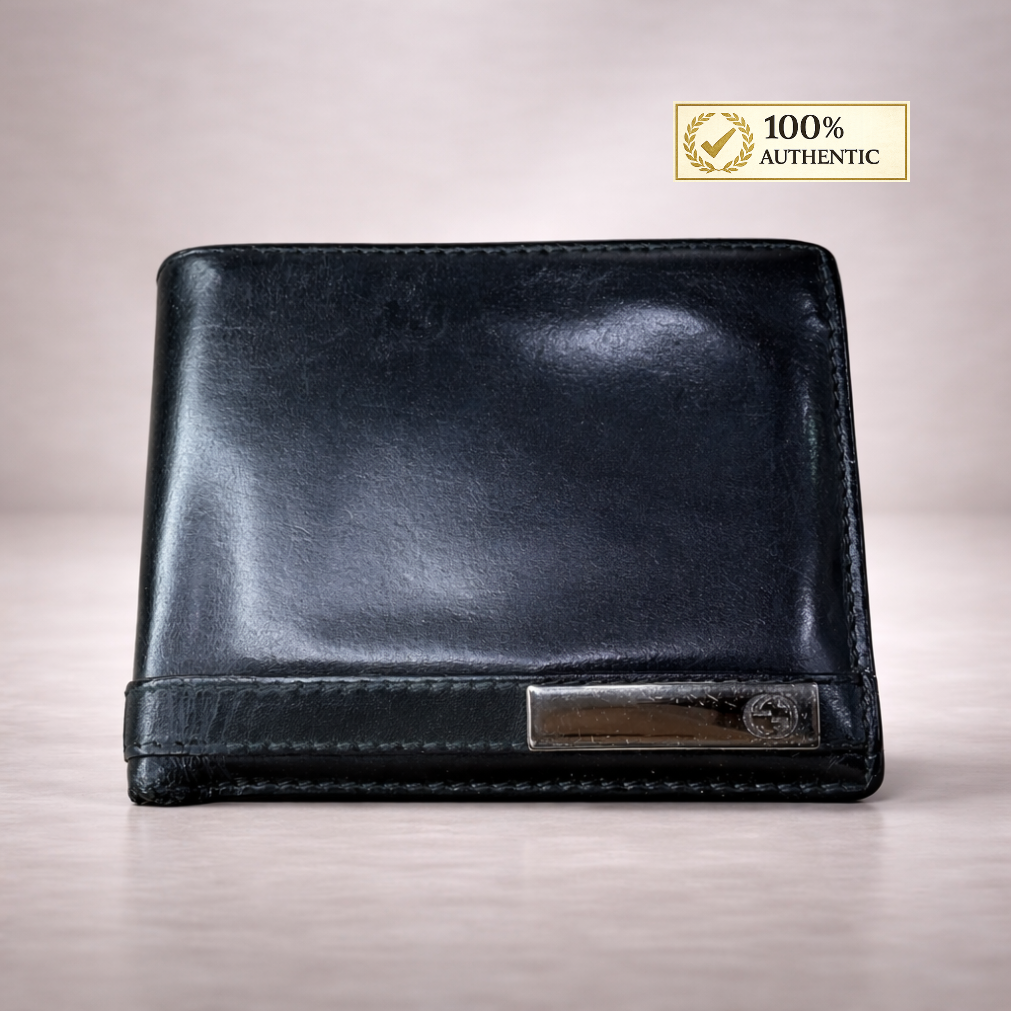 Authentic Pre-Owned Gucci Black Leather Bifold Wallet with Coin Pocket