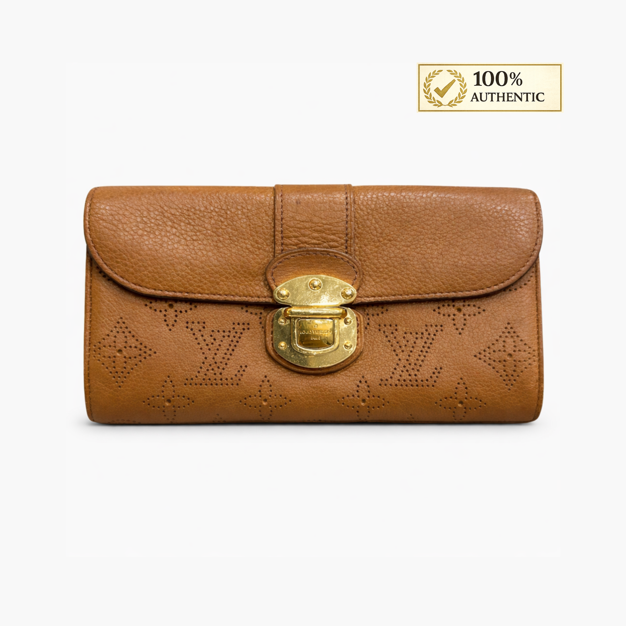 Authentic Louis Vuitton Mahina Leather Long Wallet – Caramel Brown