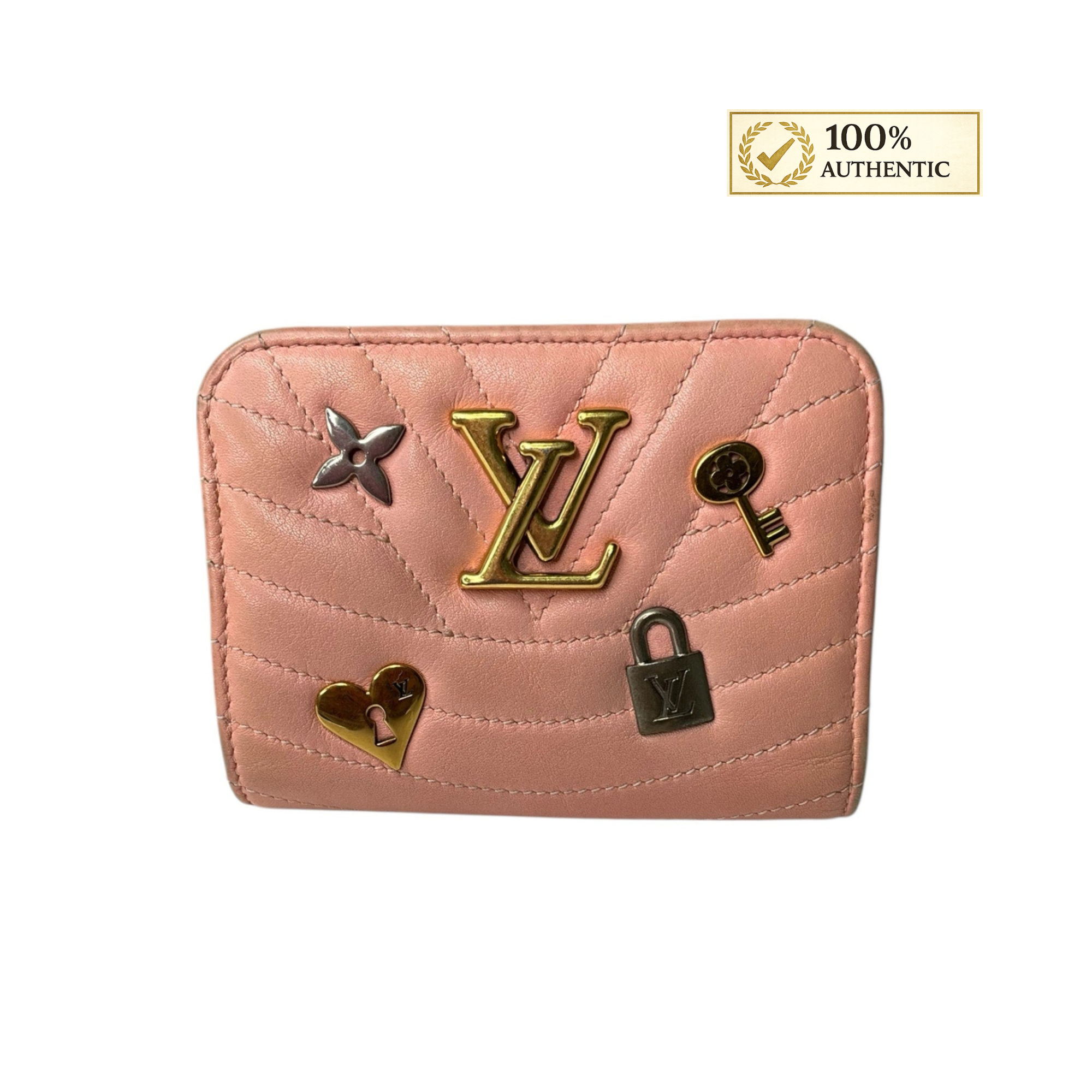 Authentic Louis Vuitton Love Lock Compact Wallet – Rose Pink Leather