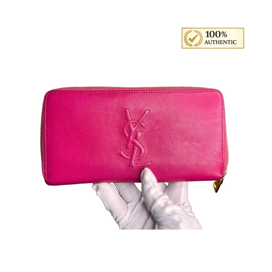 Saint Laurent  Chevre Belle De Jour Zip Around Wallet Fuchsia