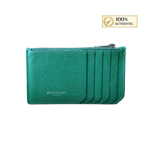 Yves Saint Laurent Green Zippy Card Wallet