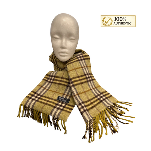 Burberry 100% Cashmere Scarf Olive Green